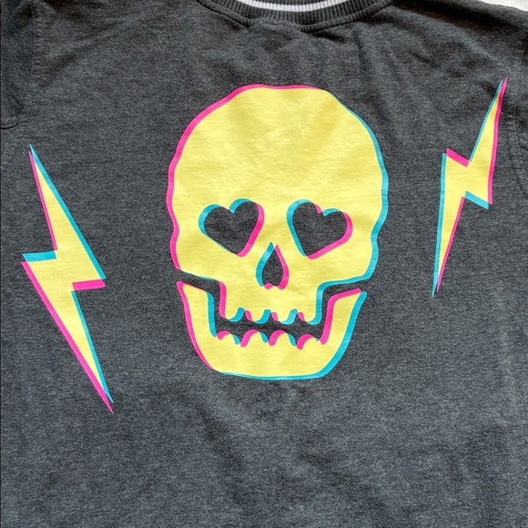 Torrid Lovesick Charcoal Gray Fleece Jacket Size 2 Skulls Bolts Full Zip - Picture 9 of 11